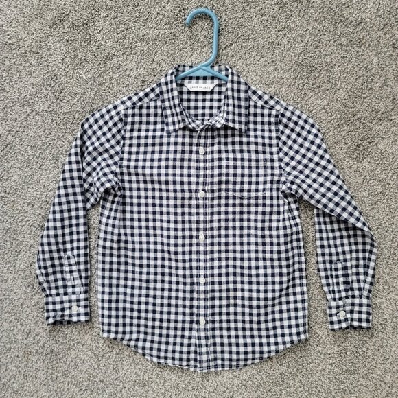 Janie & Jack Navy & White Button Down Shirt missing size tag Approx size 8 - Picture 1 of 9